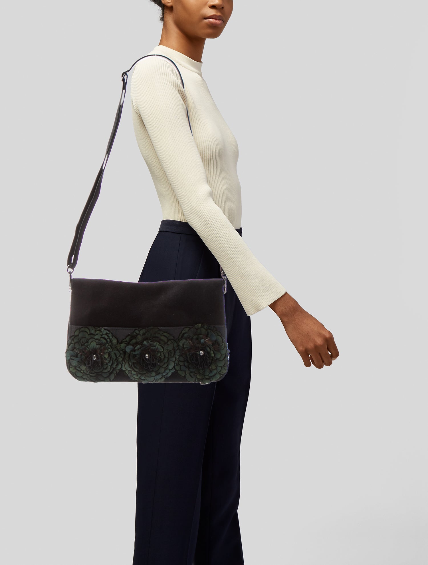 Anne Fontaine Suede Crossbody Bag