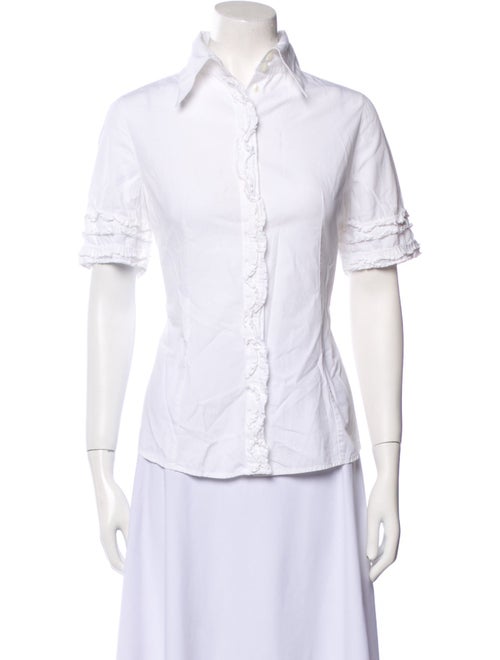 Anne Fontaine Short Sleeve Button-Up Top