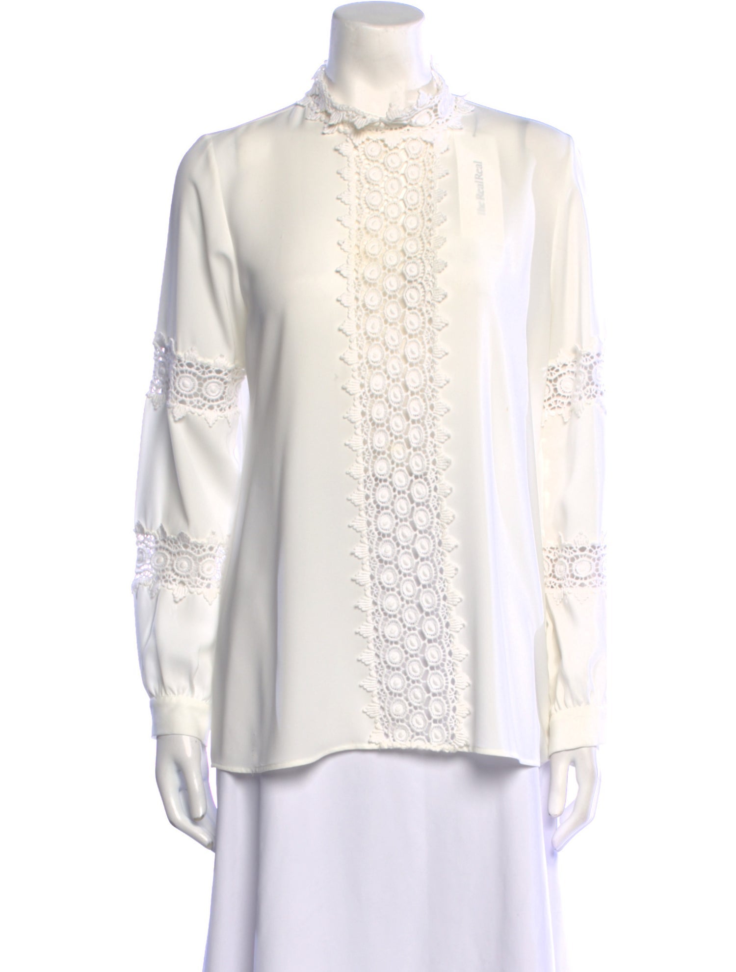 Anne Fontaine Mock Neck Long Sleeve Button-Up Top