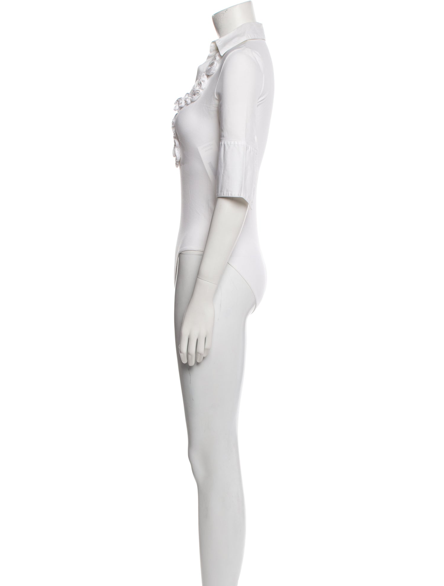 Anne Fontaine V-Neck Three-Quarter Sleeve Bodysuit