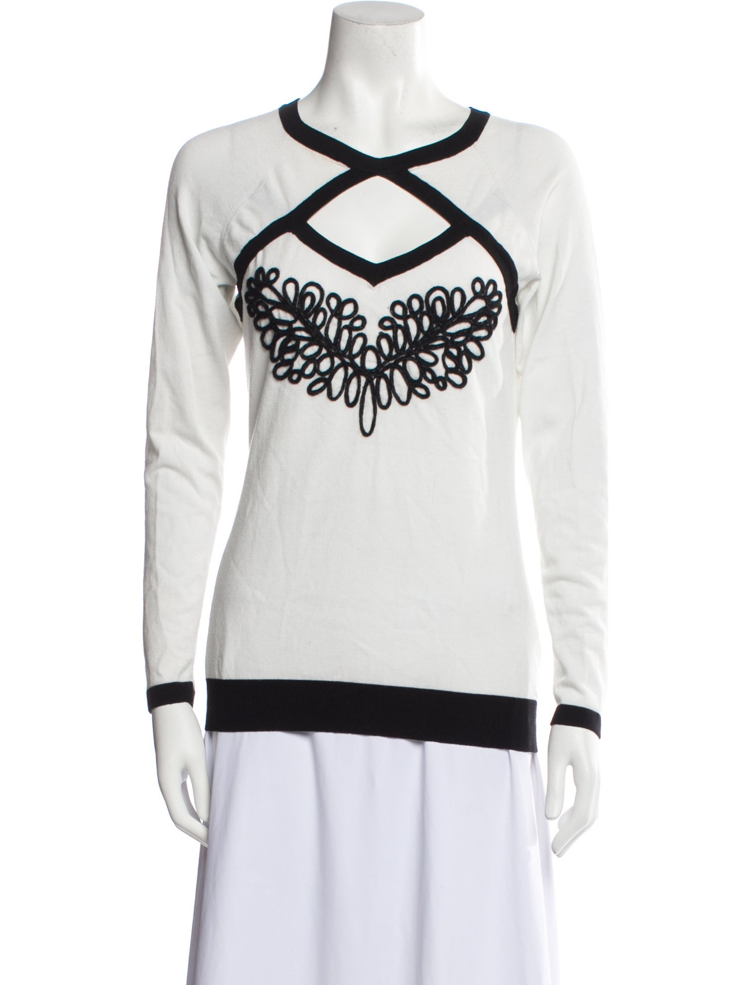 Anne Fontaine Graphic Print V-Neck Sweatshirt