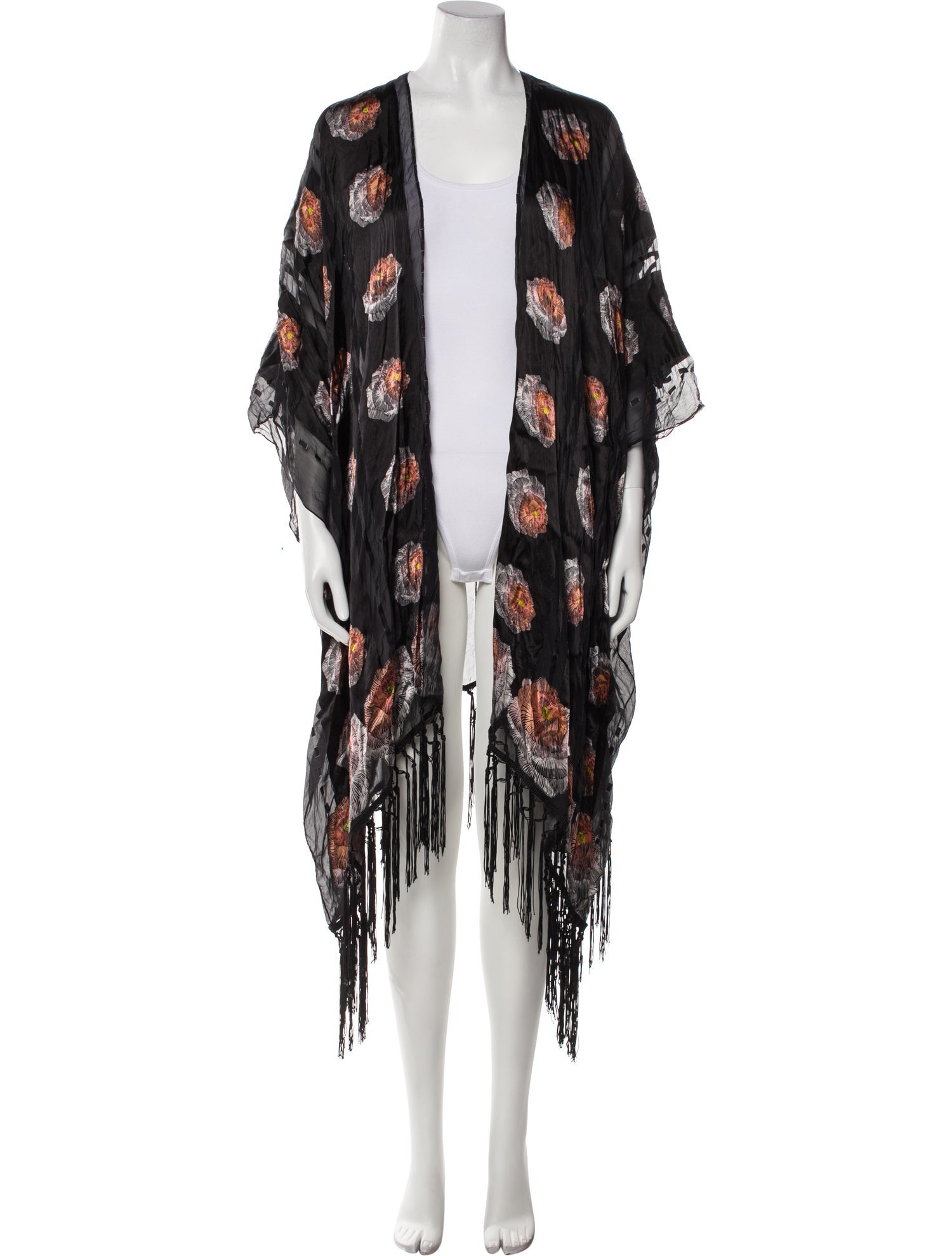 Anne Fontaine Fringe Trim Accent Robe