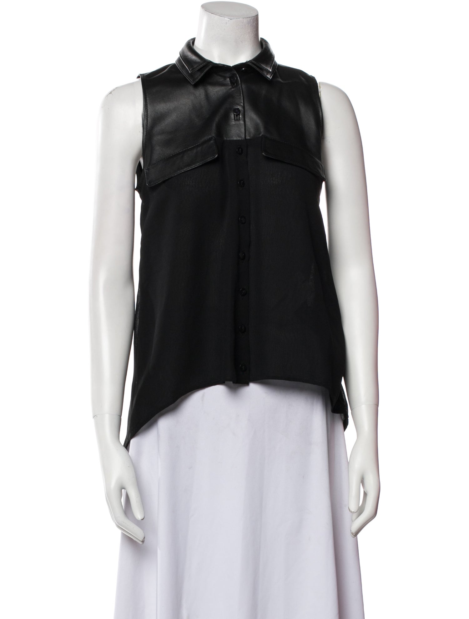 Anne Fontaine Lambskin Mock Neck Blouse