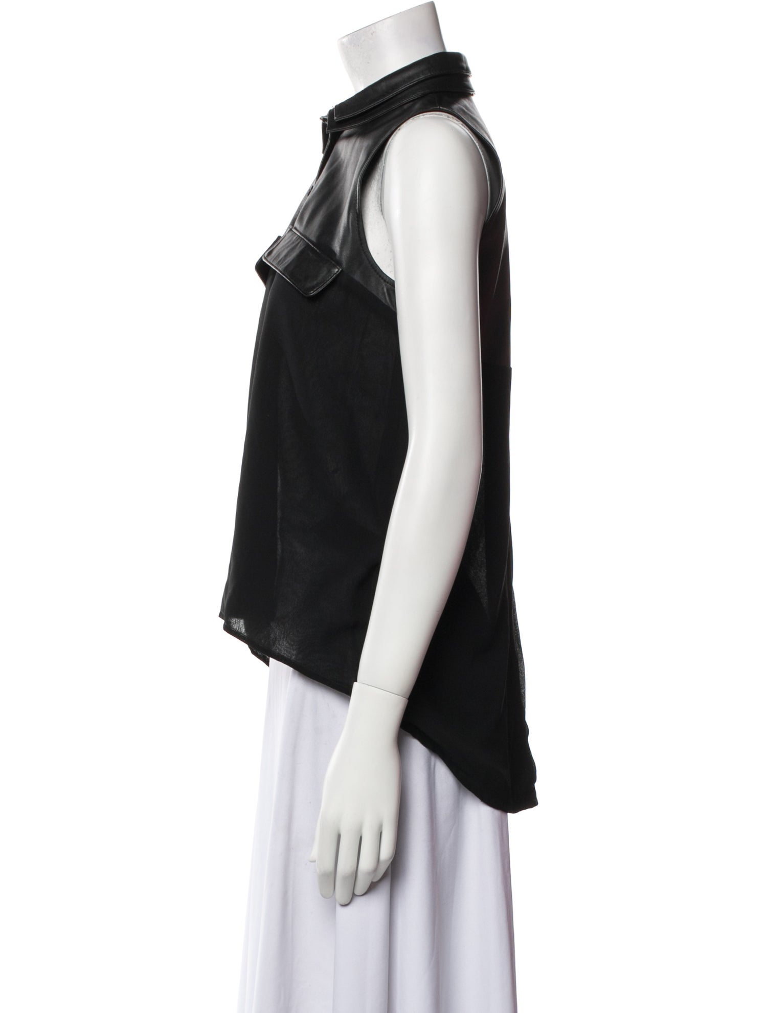 Anne Fontaine Lambskin Mock Neck Blouse