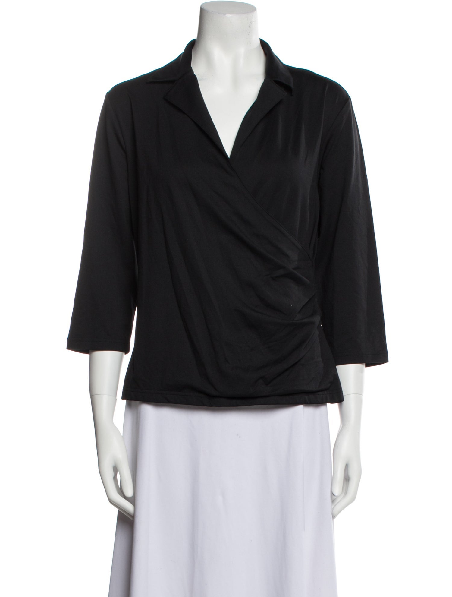 Anne Fontaine V-Neck Three-Quarter Sleeve Blouse