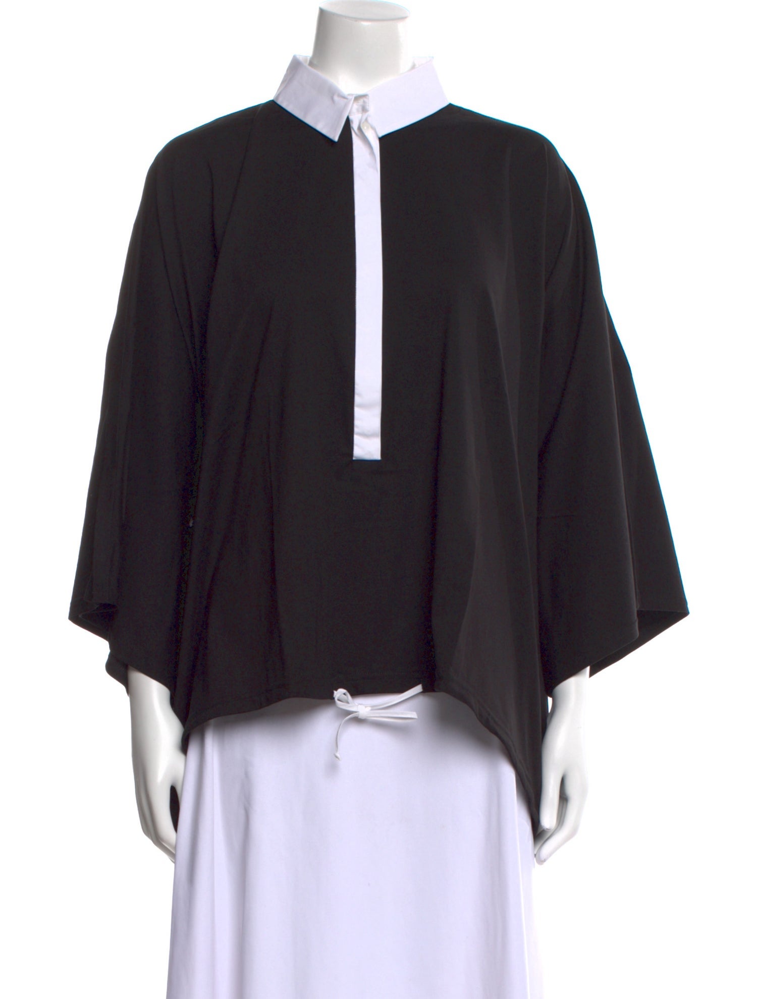 Anne Fontaine Mock Neck Long Sleeve Blouse