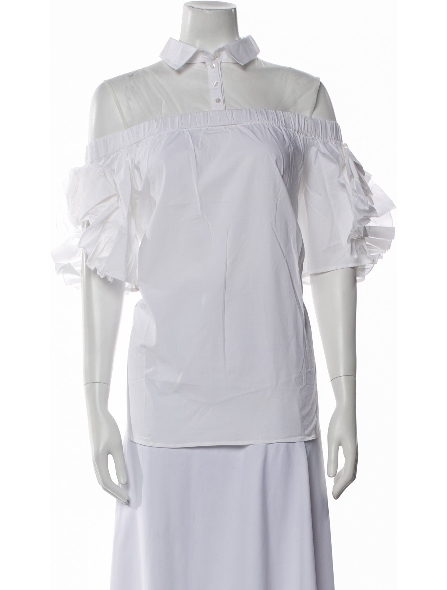 Anne Fontaine Off-The-Shoulder Short Sleeve Blouse