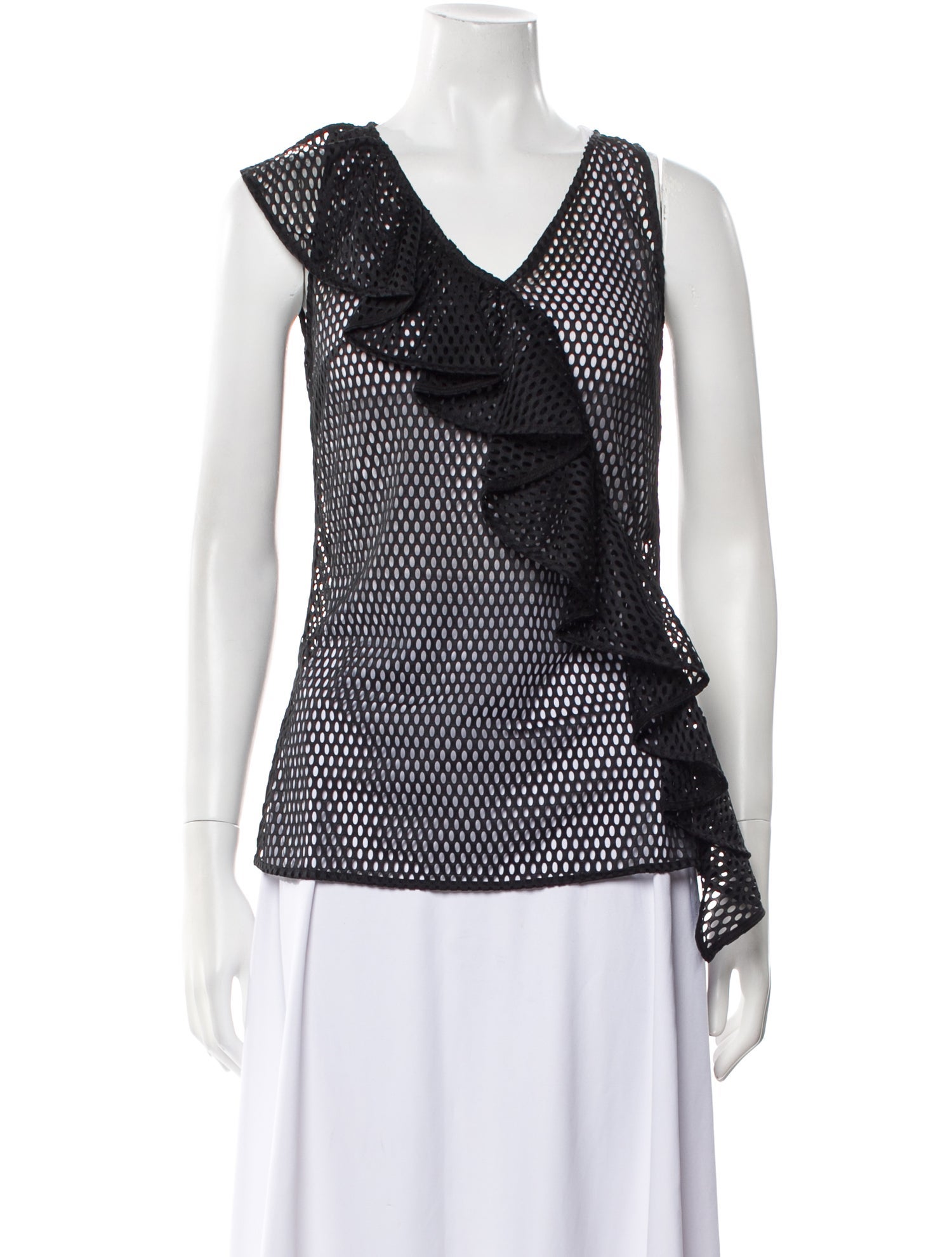 Anne Fontaine Polka Dot Print V-Neck Blouse