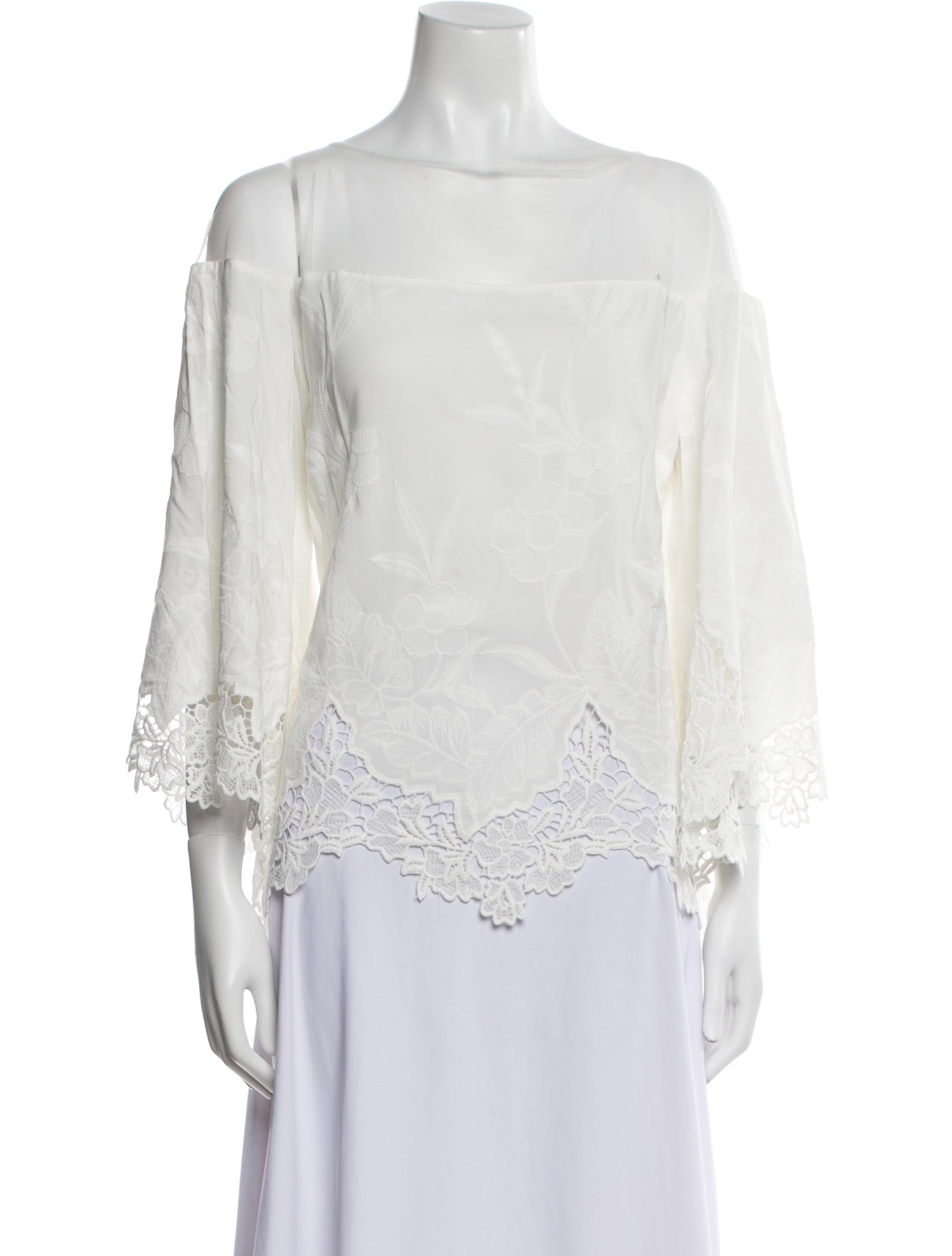 Anne Fontaine Bateau Neckline Three-Quarter Sleeve Blouse