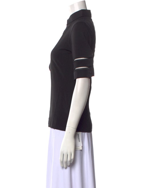 Anne Fontaine Mock Neck Short Sleeve Button-Up Top