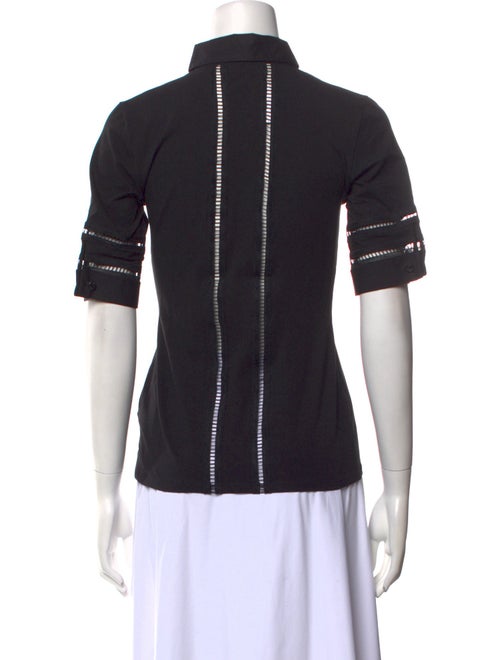 Anne Fontaine Mock Neck Short Sleeve Button-Up Top