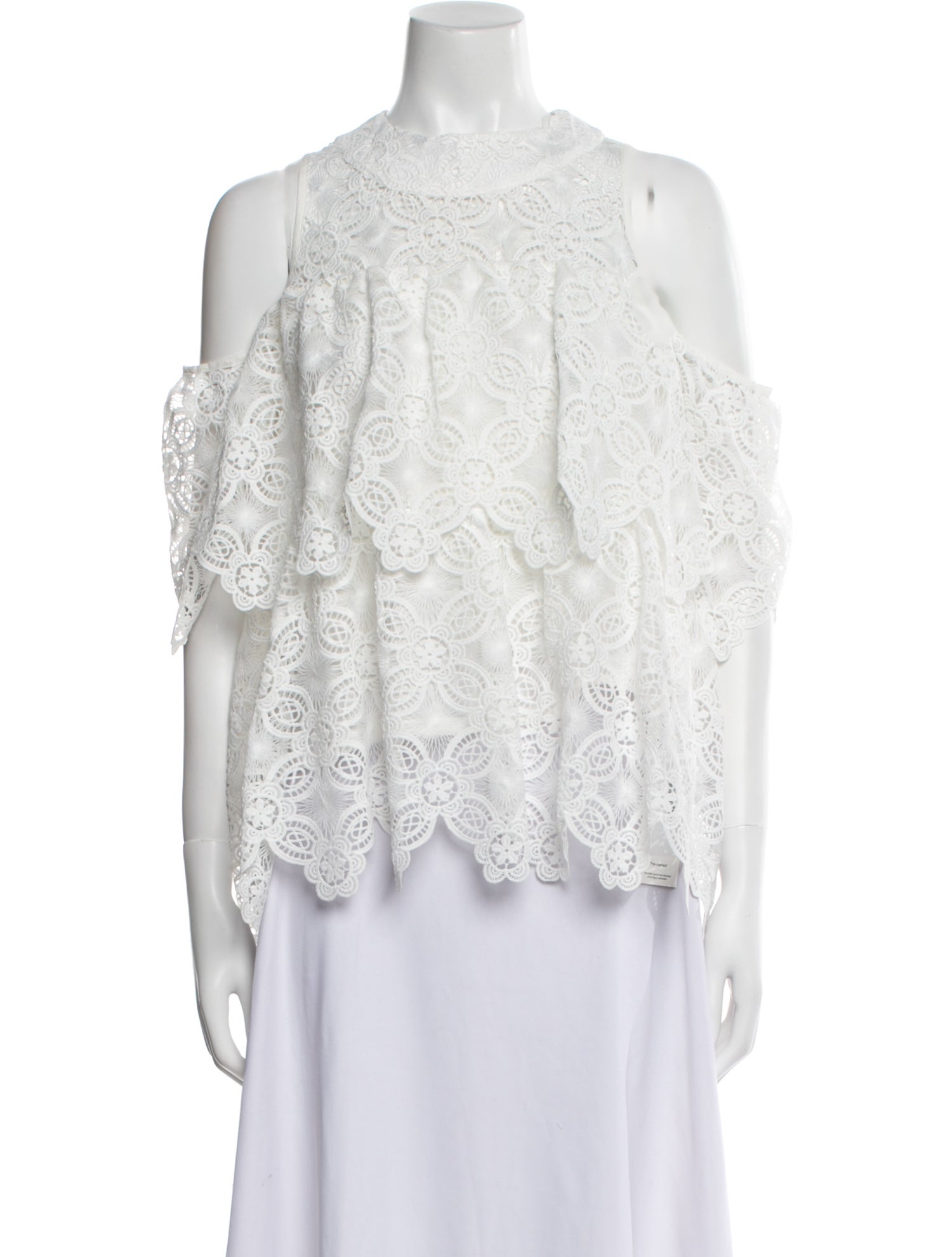 Anne Fontaine Lace Pattern Mock Neck Blouse