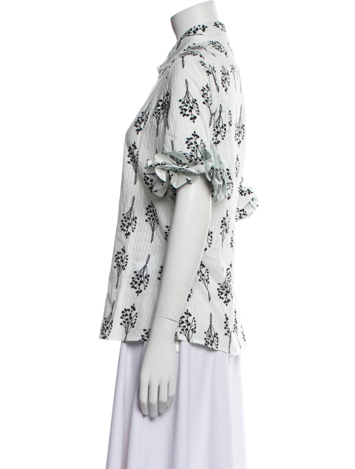 Anne Fontaine Printed Short Sleeve Button-Up Top