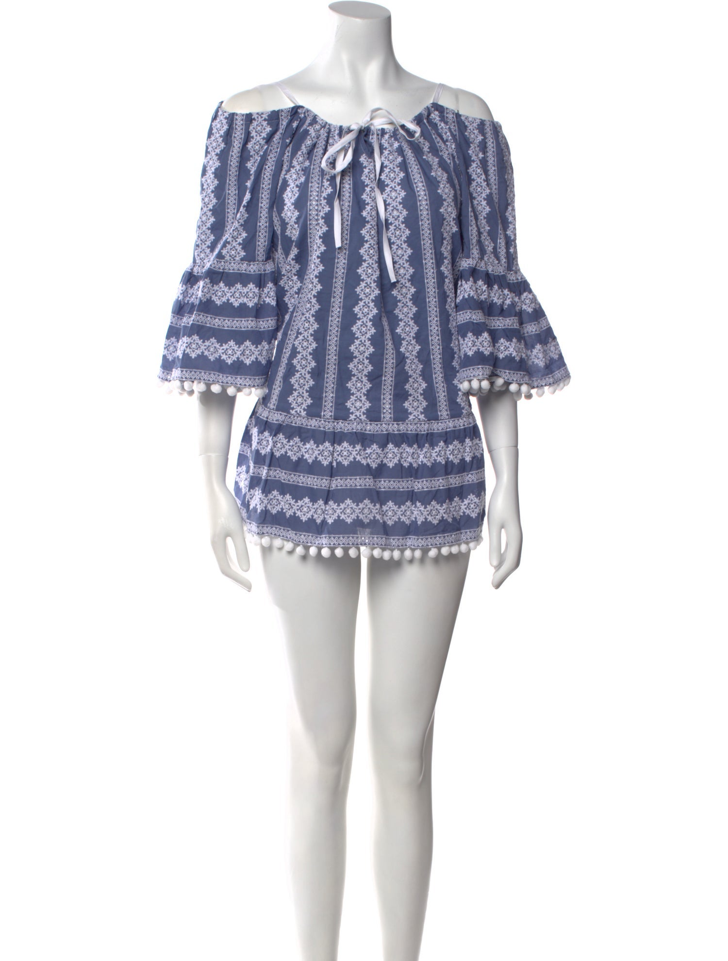 Anne Fontaine Striped Off-The-Shoulder Tunic w/ Tags