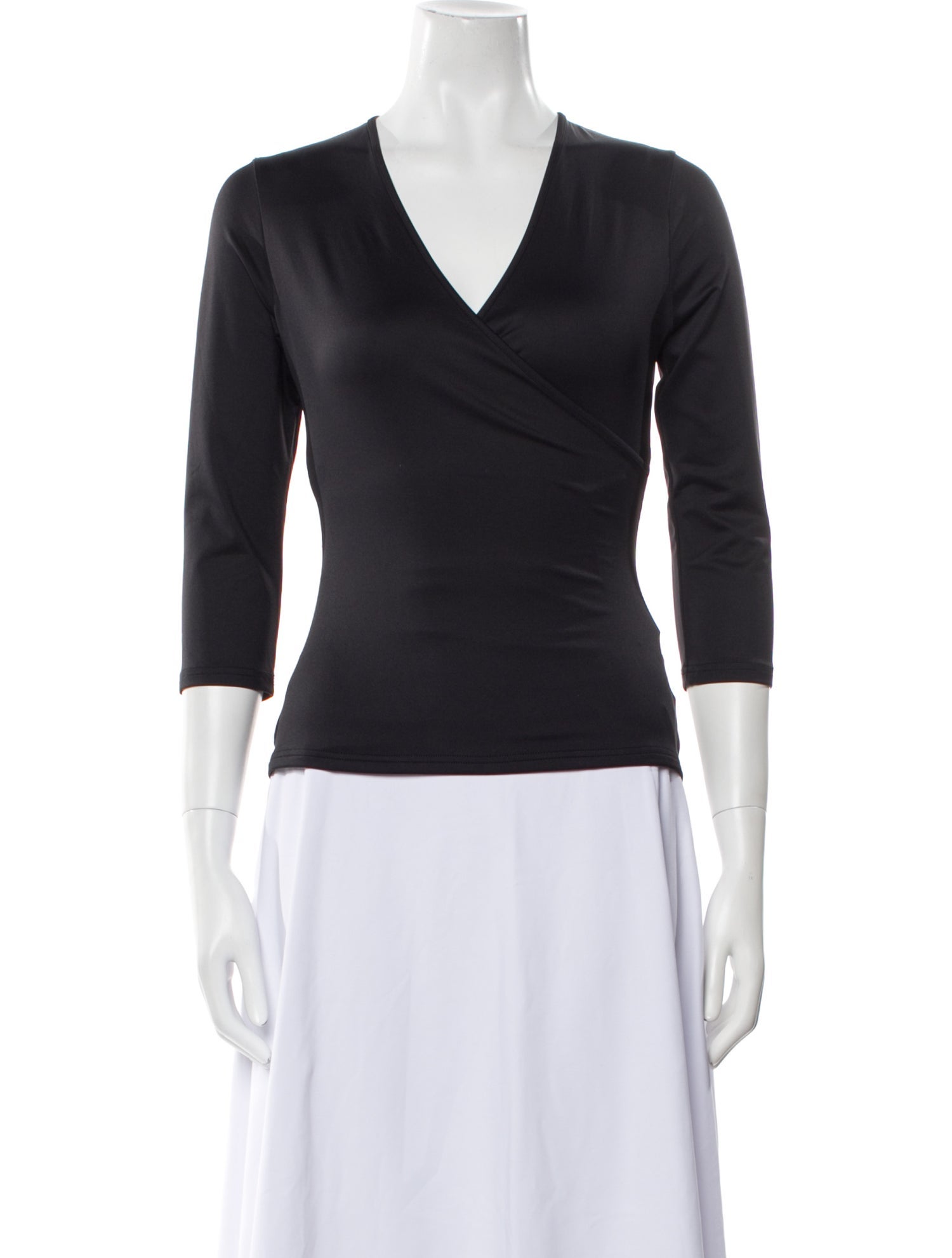 Anne Fontaine V-Neck Three-Quarter Sleeve Top