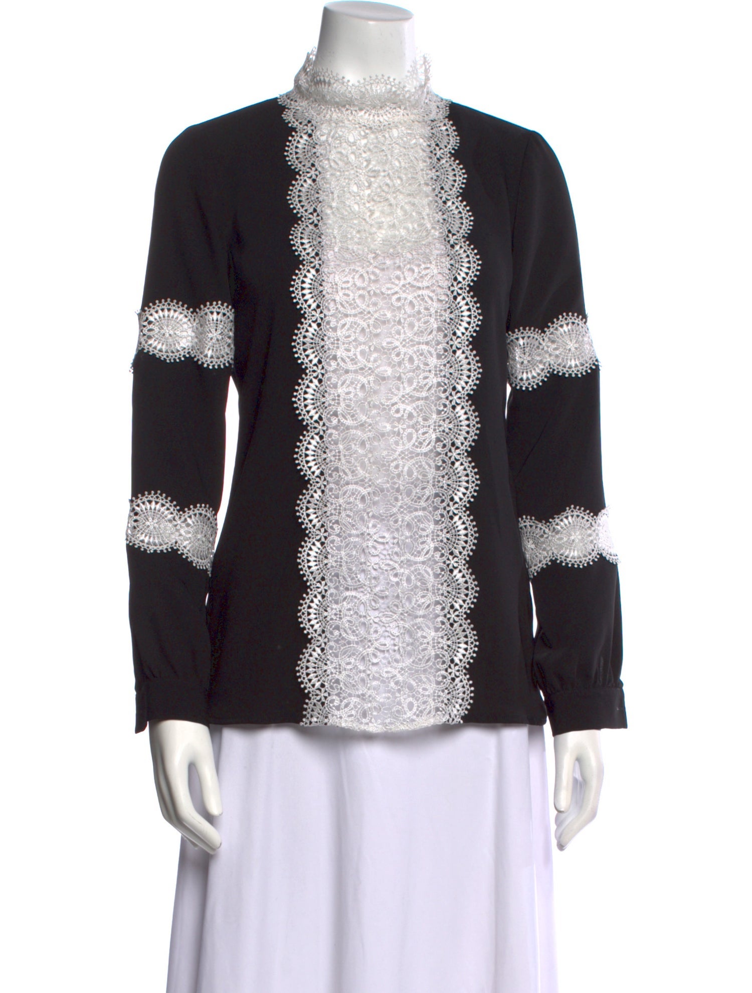 Anne Fontaine Patterned Mock Neck Top