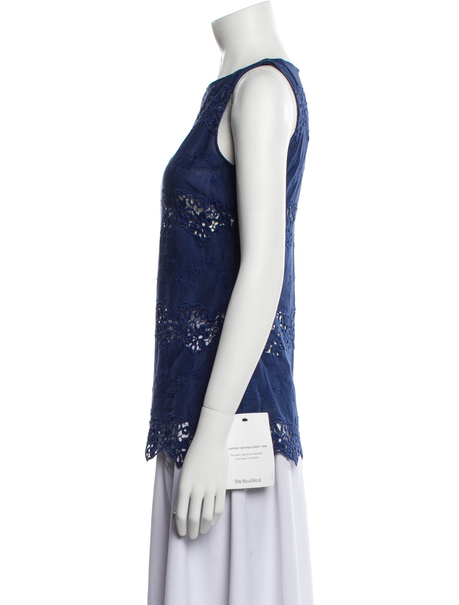 Anne Fontaine Lace Pattern Bateau Neckline Blouse