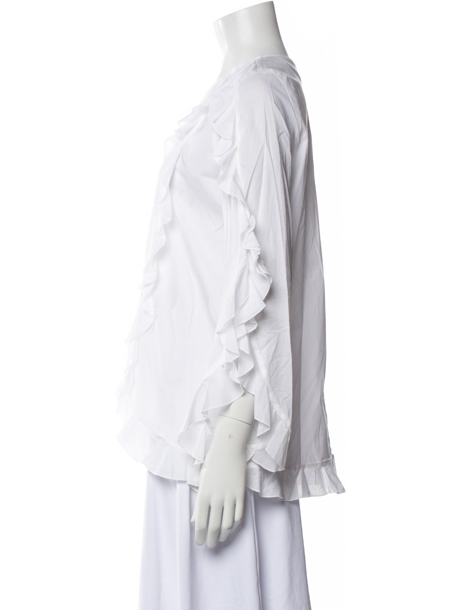 Anne Fontaine Crew Neck Three-Quarter Sleeve Blouse