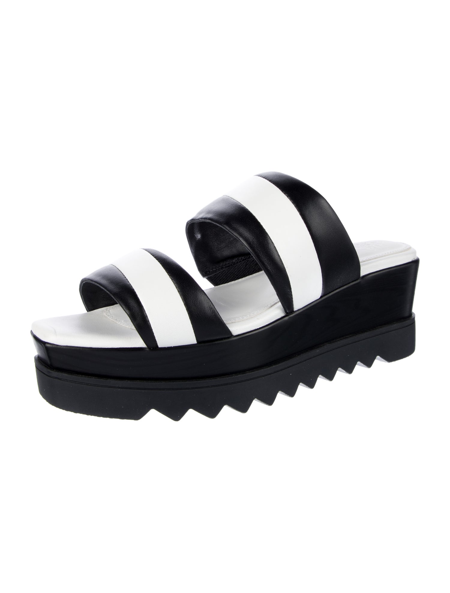 Anne Fontaine Leather Colorblock Pattern Slides