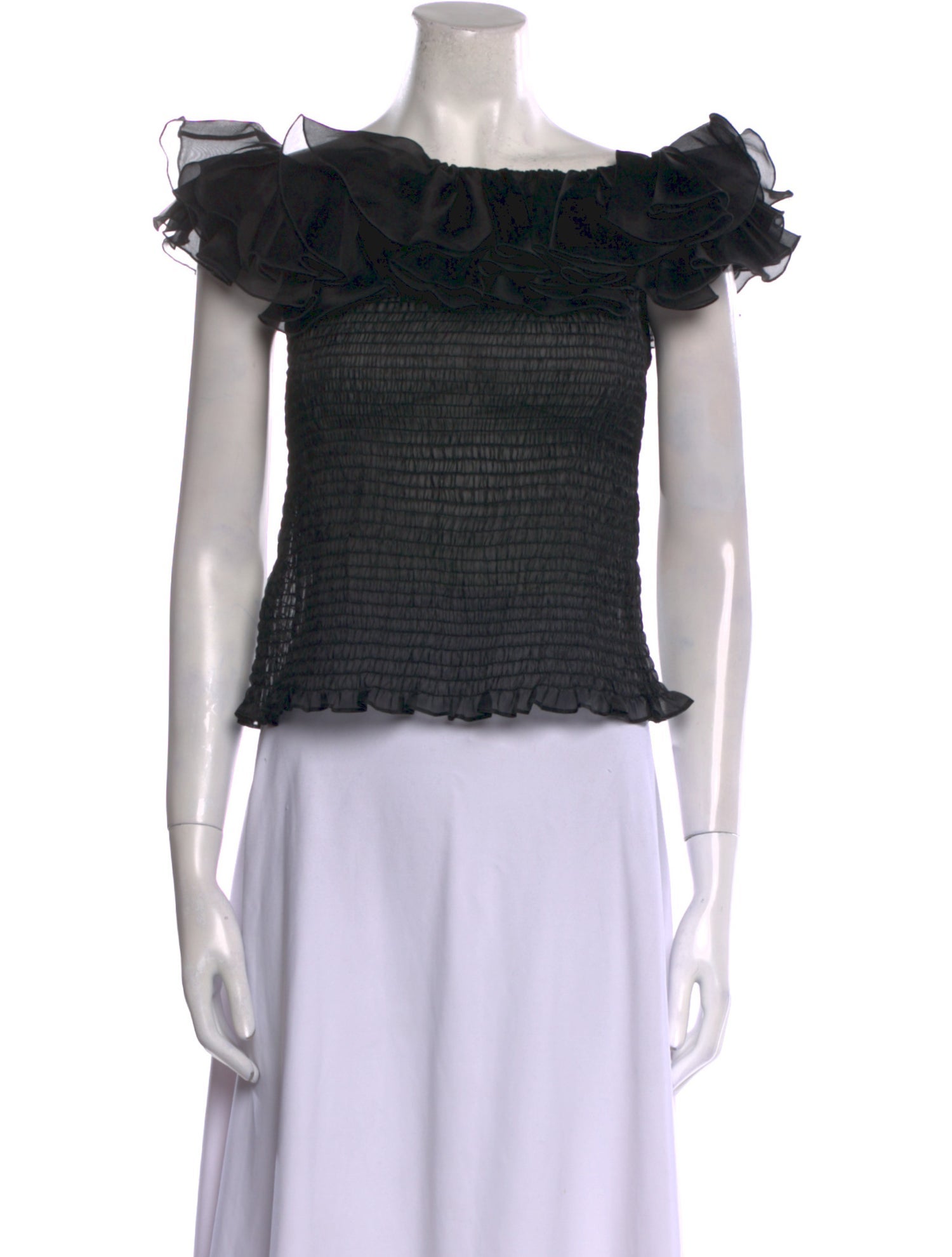 Anne Fontaine Silk Off-The-Shoulder Crop Top