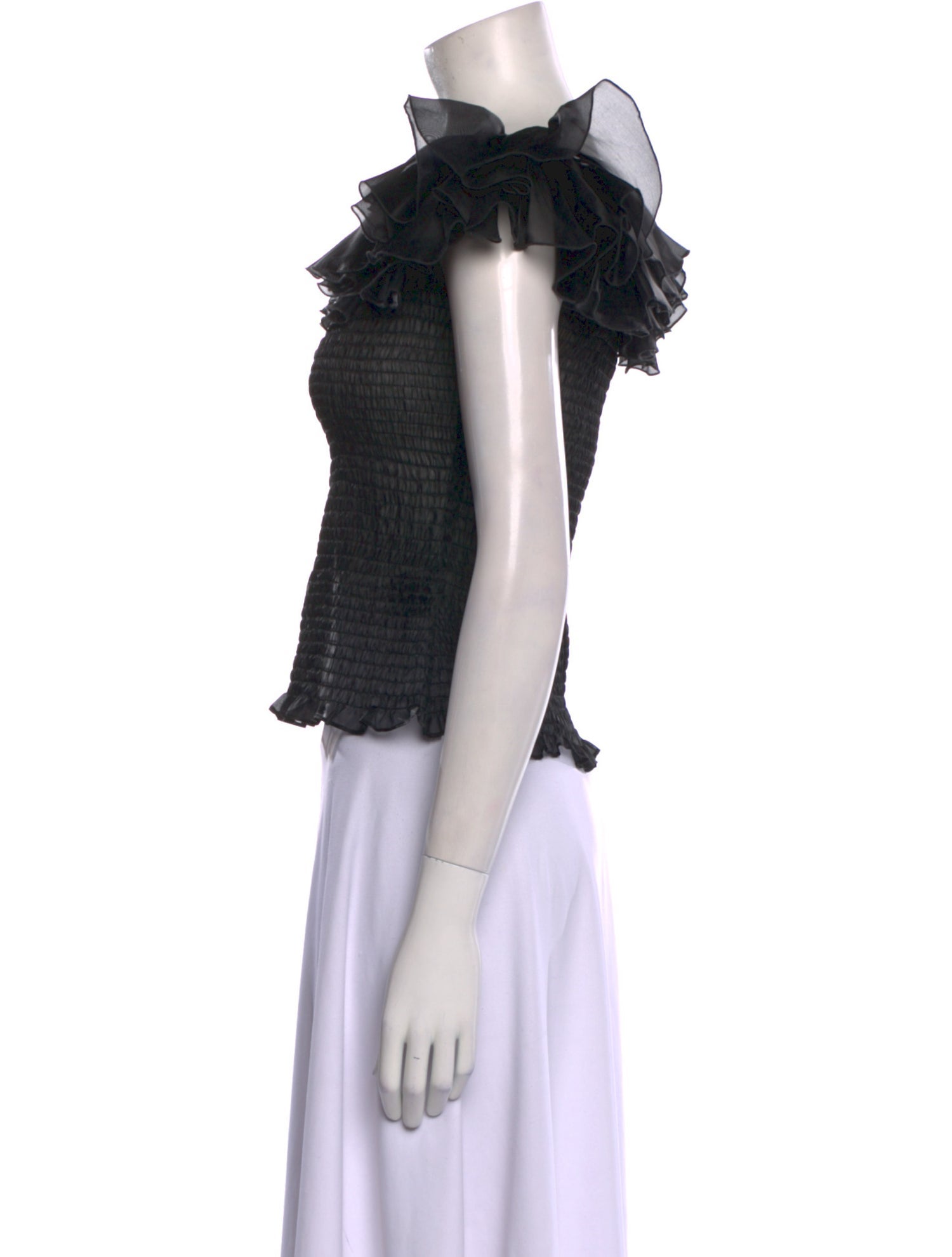 Anne Fontaine Silk Off-The-Shoulder Crop Top