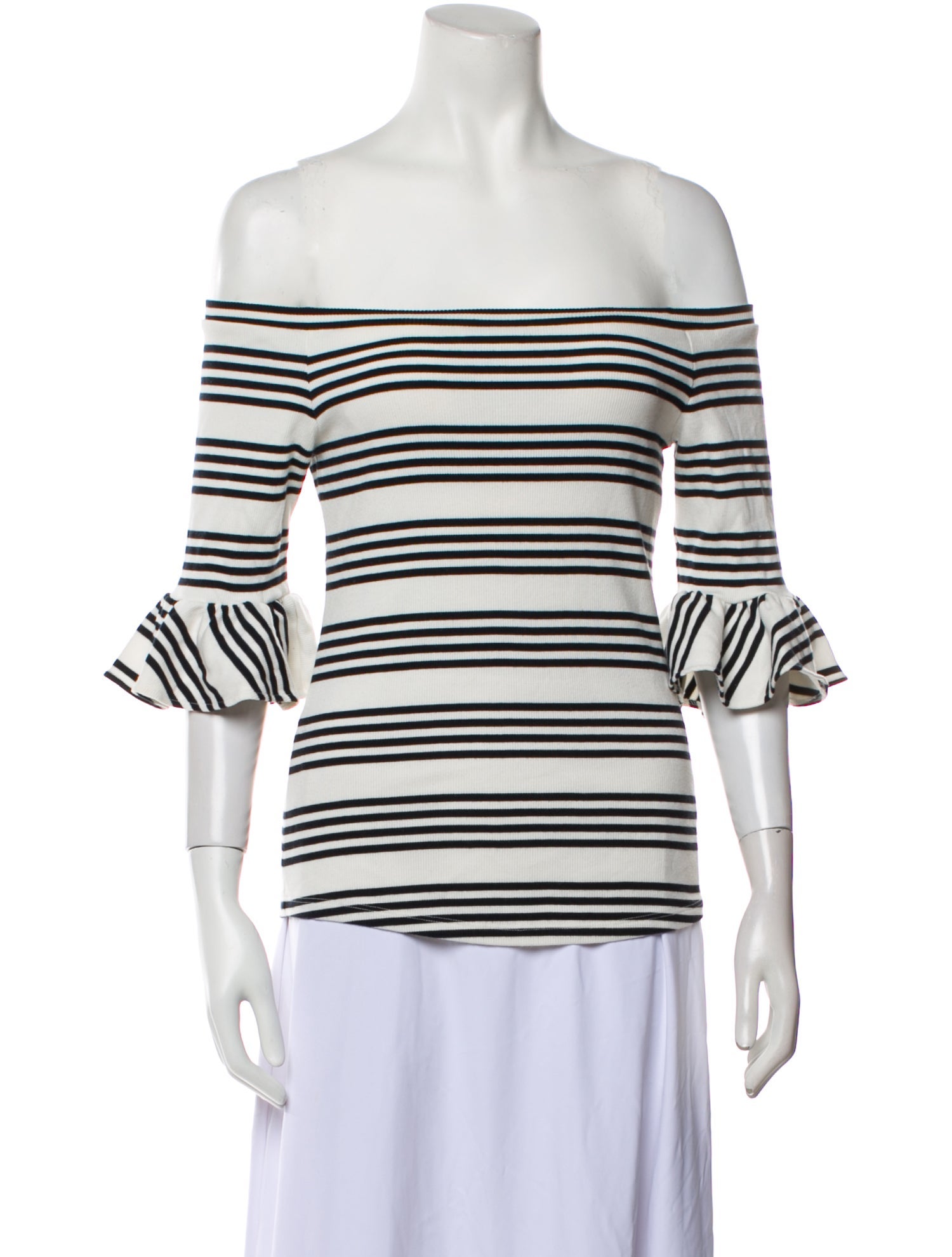 Anne Fontaine Striped Off-The-Shoulder Sweater