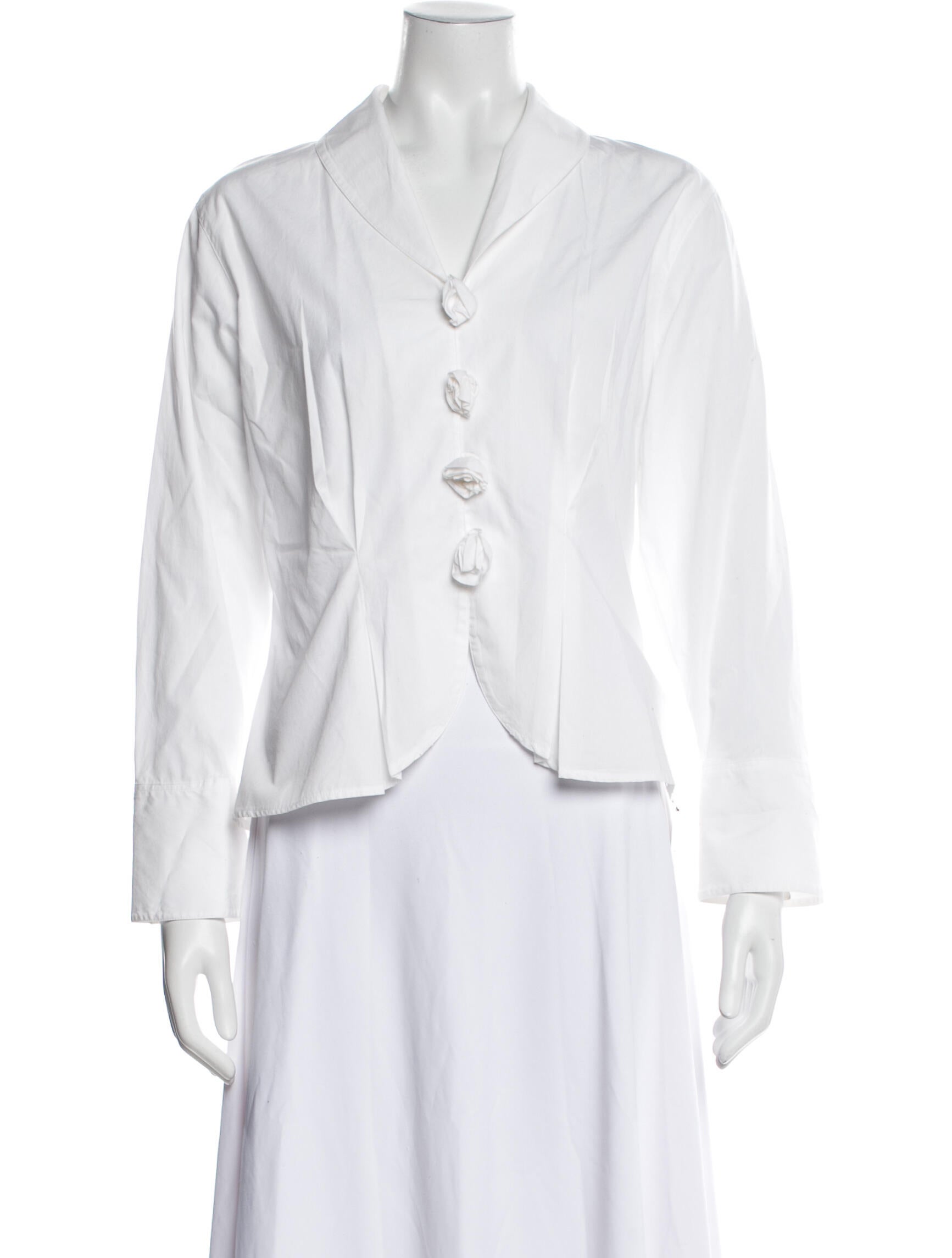 Anne Fontaine V-Neck Long Sleeve Blouse