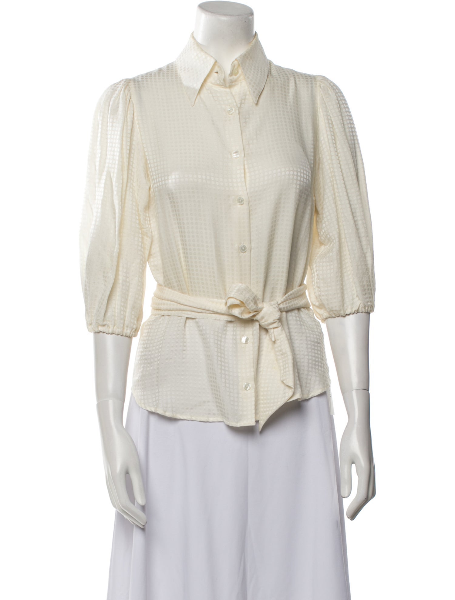 Anne Fontaine Three-Quarter Sleeve Button-Up Top