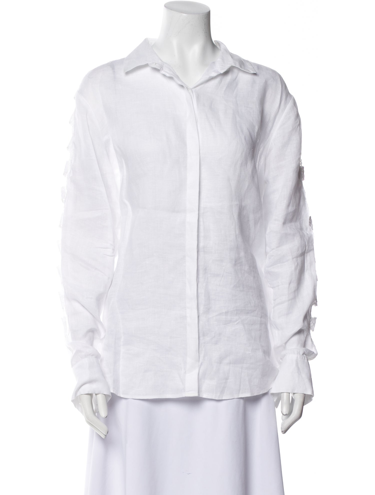 Anne Fontaine Linen Long Sleeve Button-Up Top