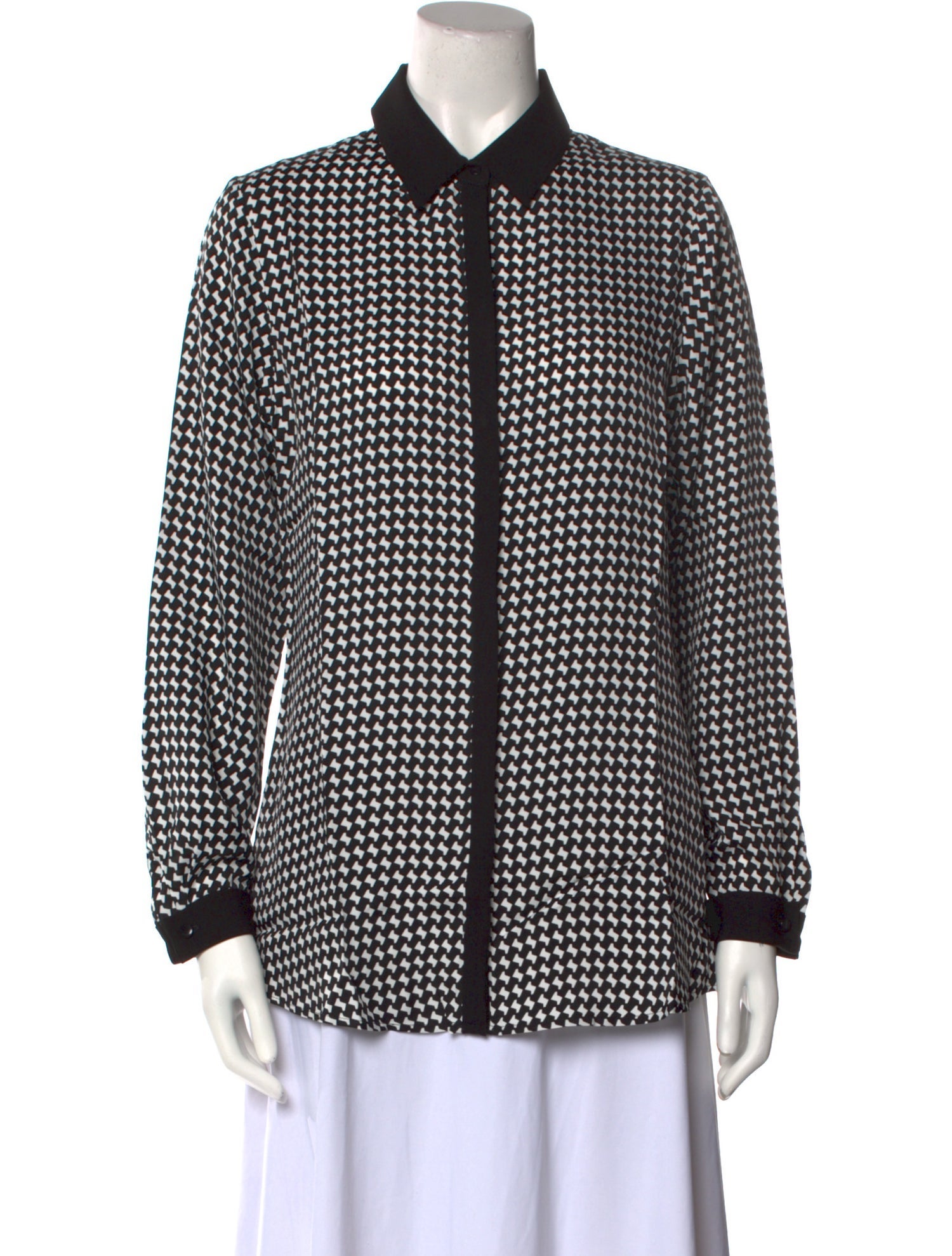 Anne Fontaine Printed Long Sleeve Button-Up Top