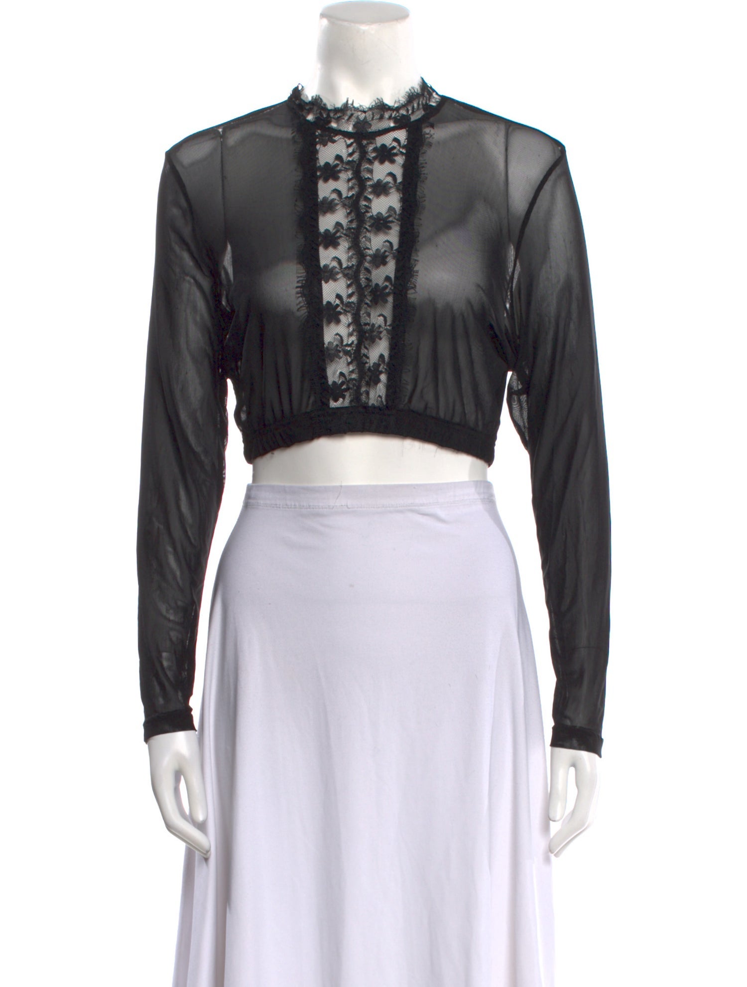 Anne Fontaine Mock Neck Long Sleeve Crop Top