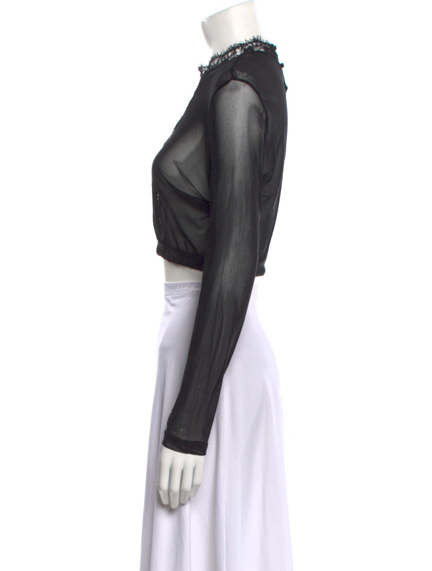 Anne Fontaine Mock Neck Long Sleeve Crop Top