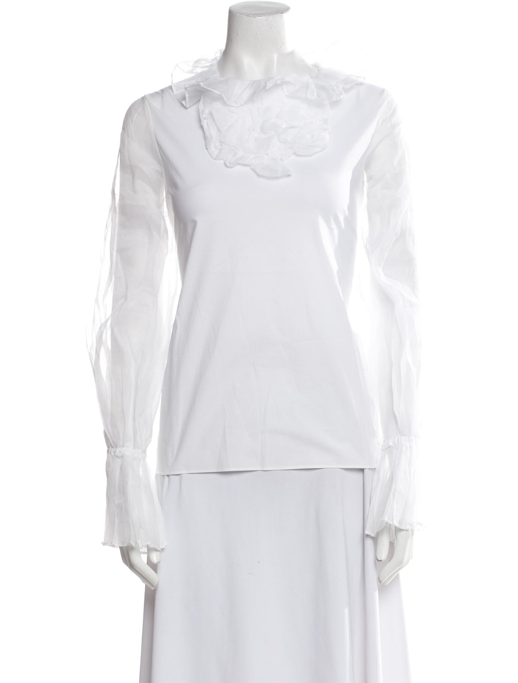 Anne Fontaine Mock Neck Long Sleeve Top