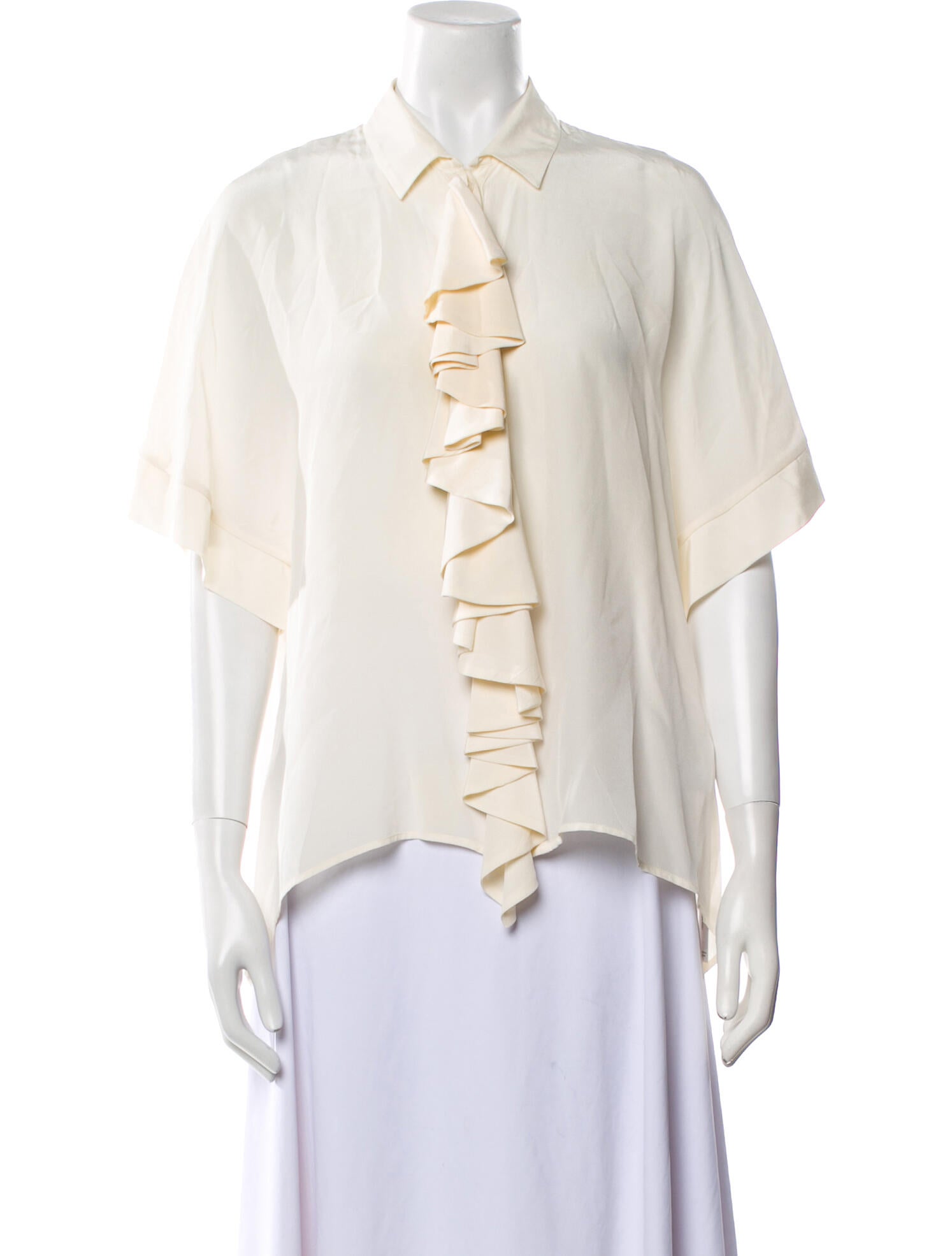 Anne Fontaine Silk Three-Quarter Sleeve Blouse
