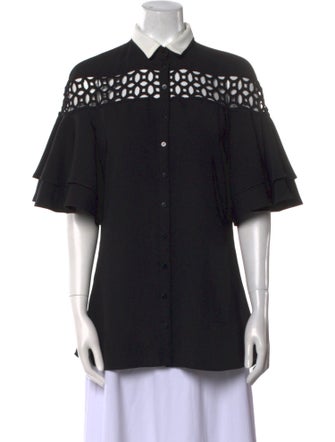 Anne Fontaine Short Sleeve Button-Up Top
