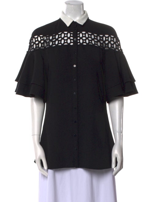 Anne Fontaine Short Sleeve Button-Up Top