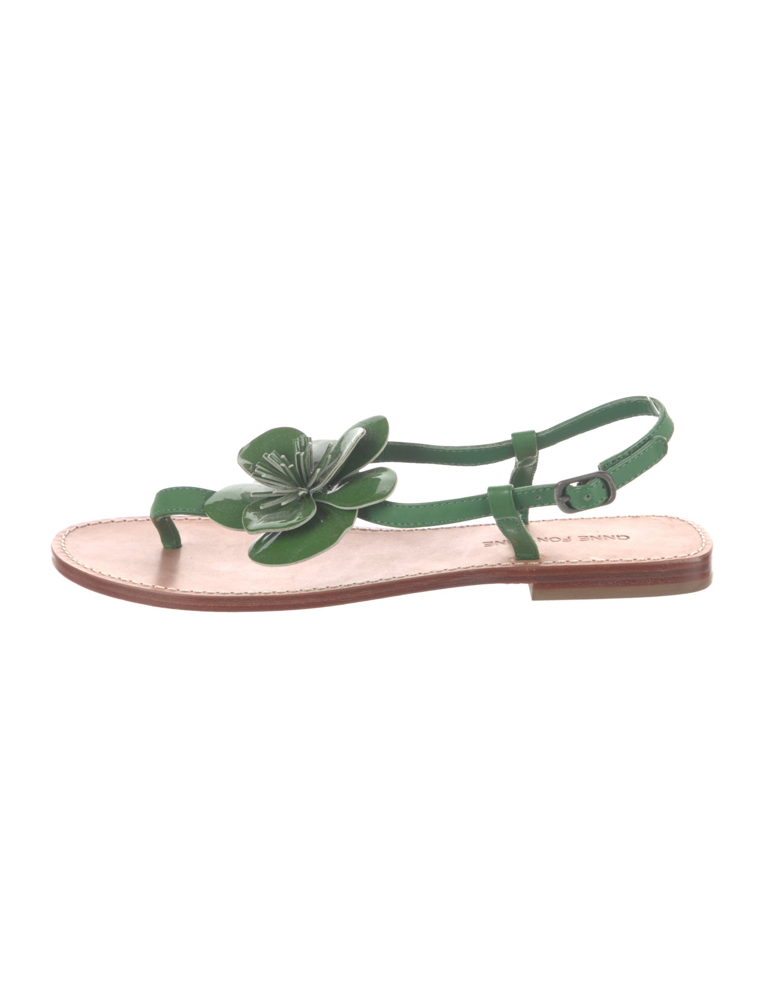 Anne Fontaine Leather T-Strap Sandals