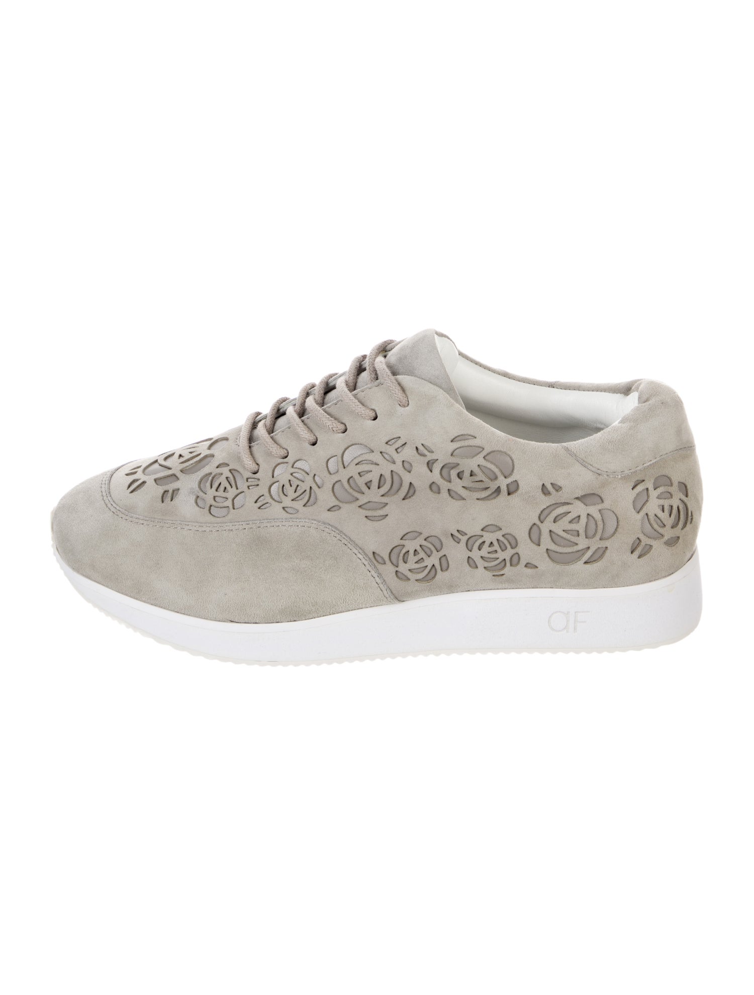 Anne Fontaine Suede Colorblock Pattern Sneakers