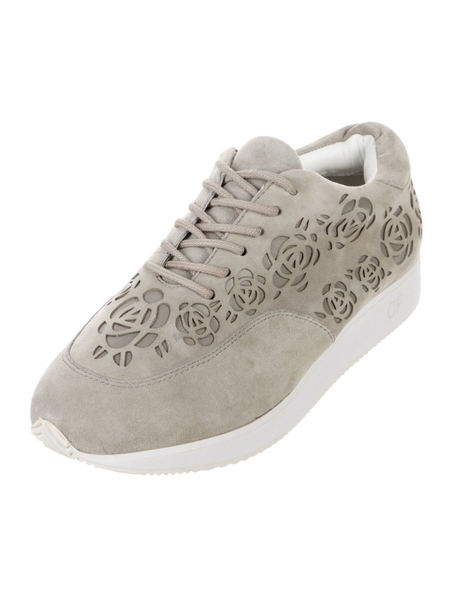 Anne Fontaine Suede Colorblock Pattern Sneakers