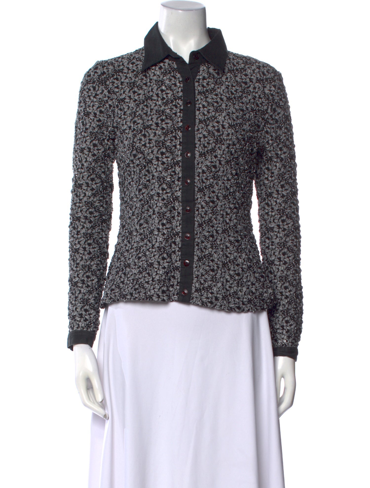 Anne Fontaine Printed Long Sleeve Button-Up Top