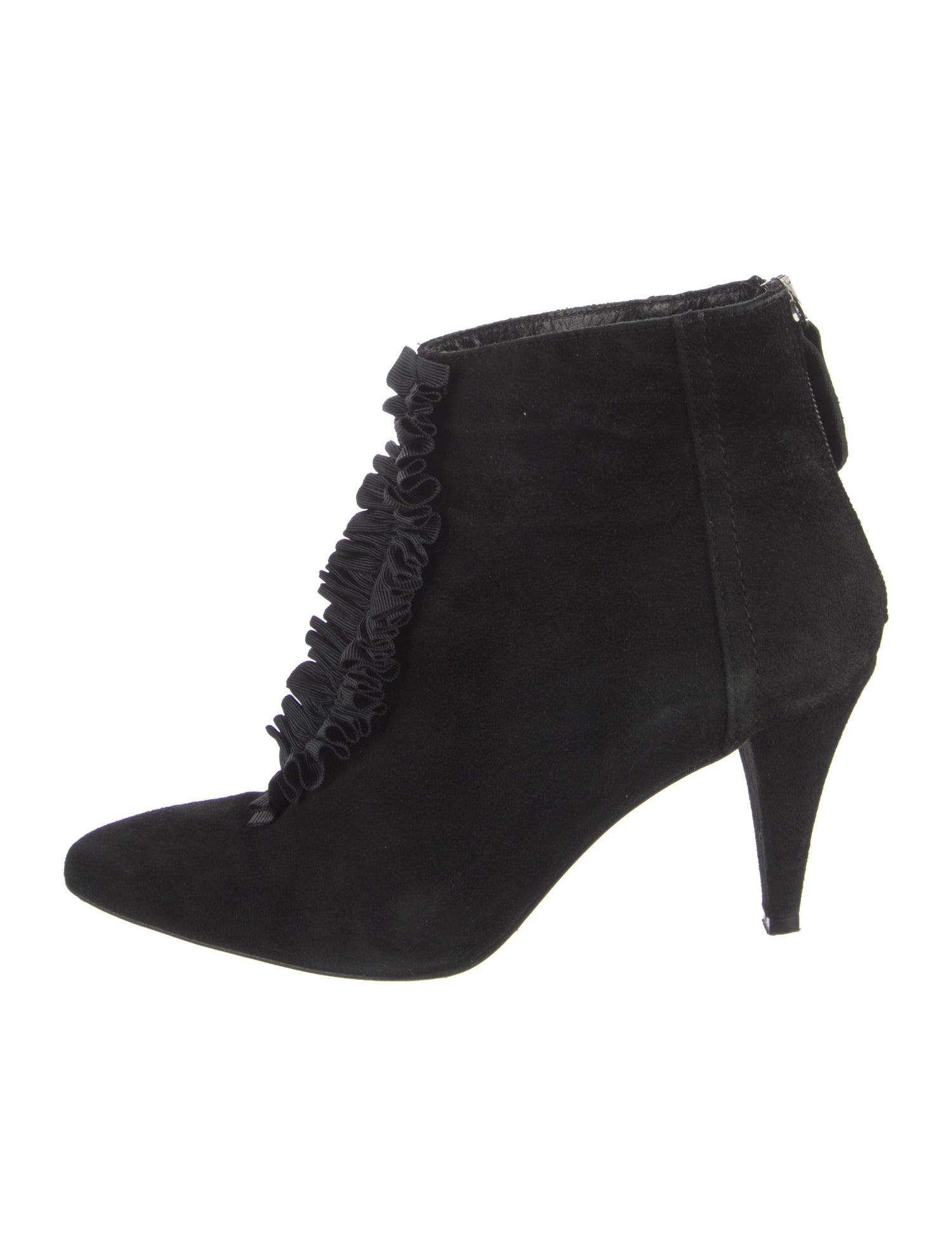 Anne Fontaine Suede Grosgrain Trim Boots
