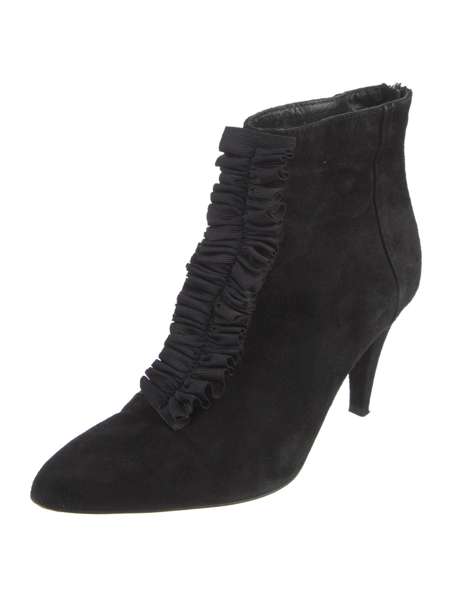 Anne Fontaine Suede Grosgrain Trim Boots