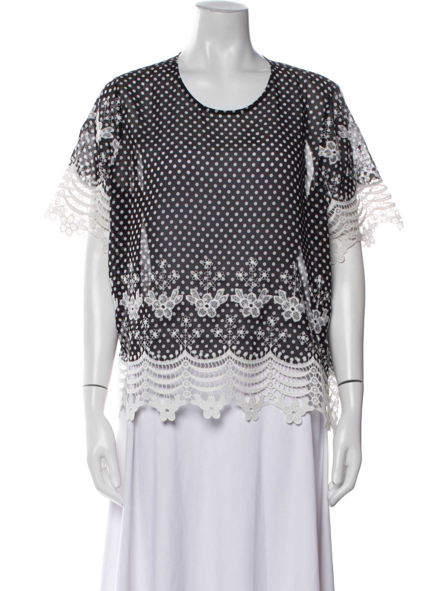 Anne Fontaine Lace Pattern Scoop Neck Top