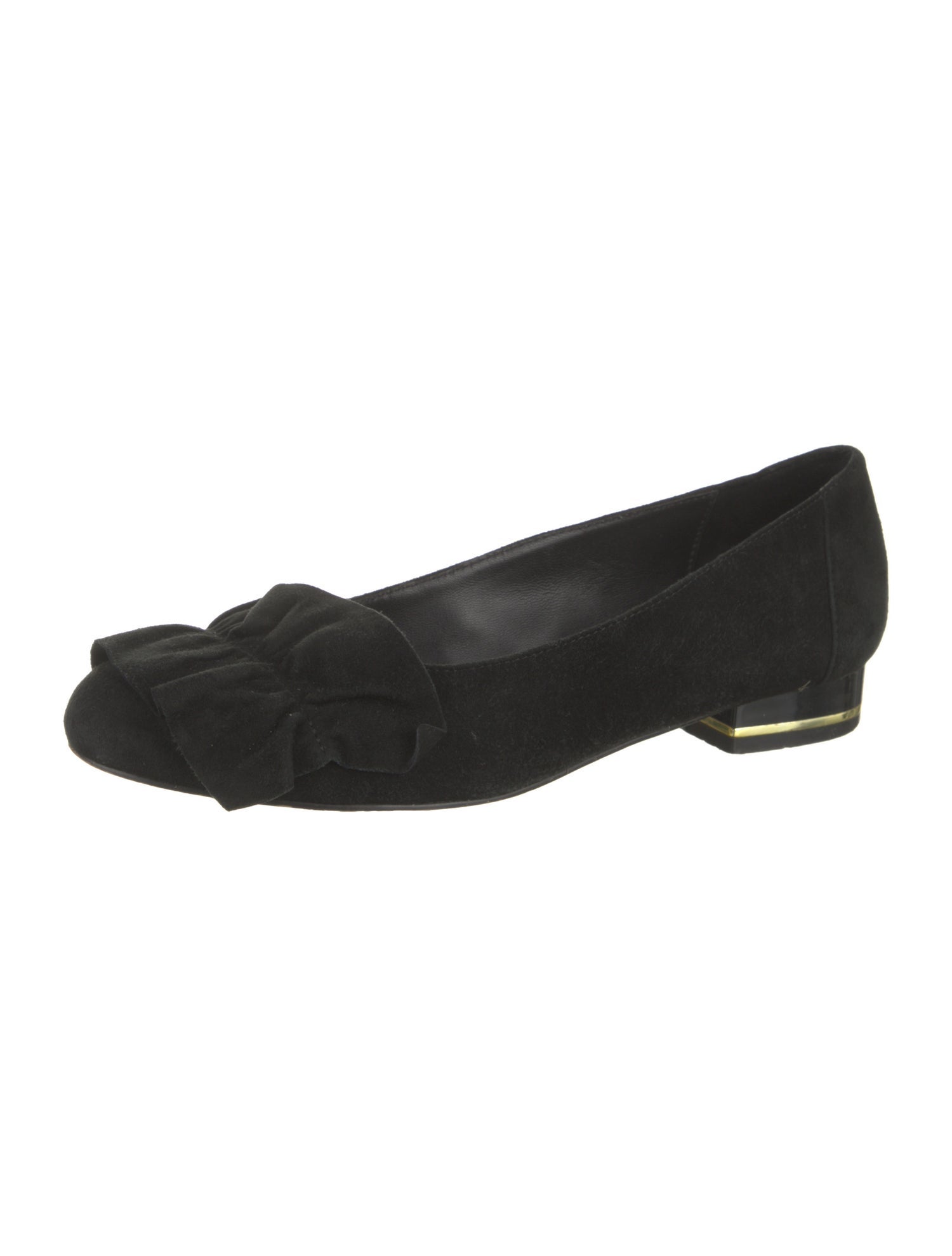 Anne Fontaine Suede Ruffle Embellishment Ballet Flats