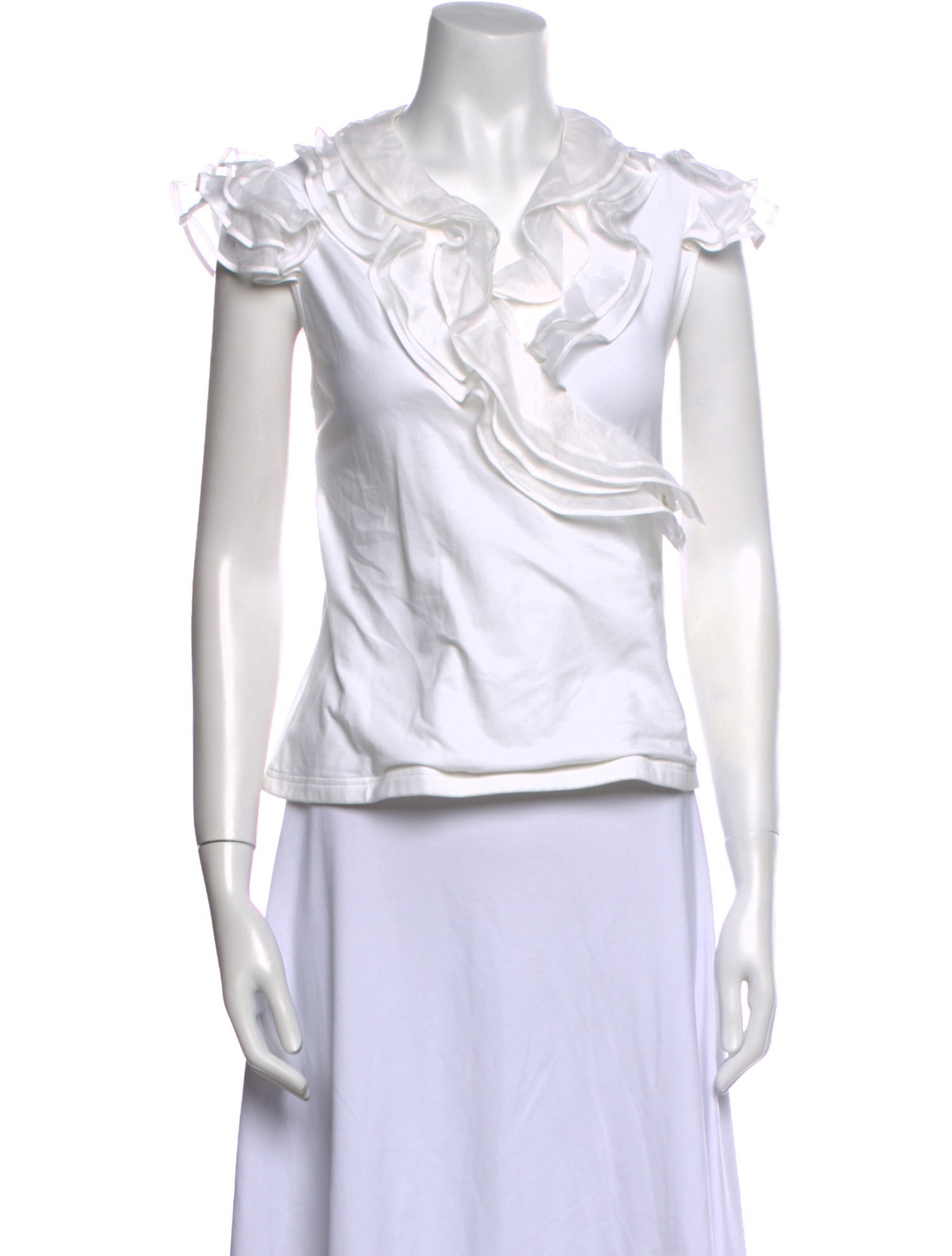 Anne Fontaine V-Neck Short Sleeve Blouse