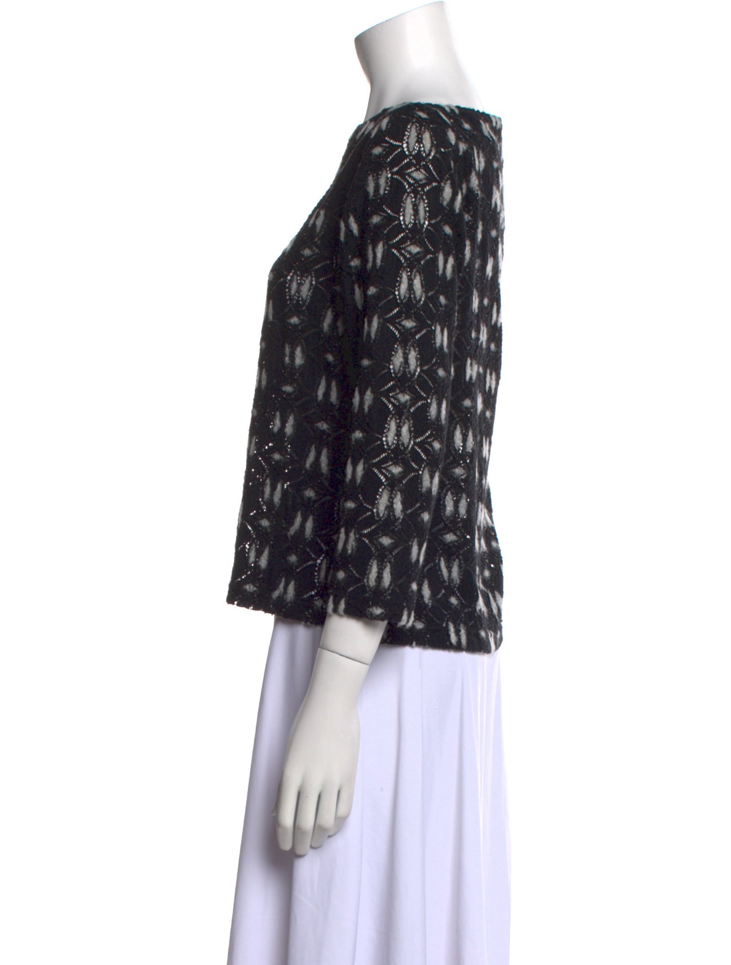 Anne Fontaine Printed Bateau Neckline Top