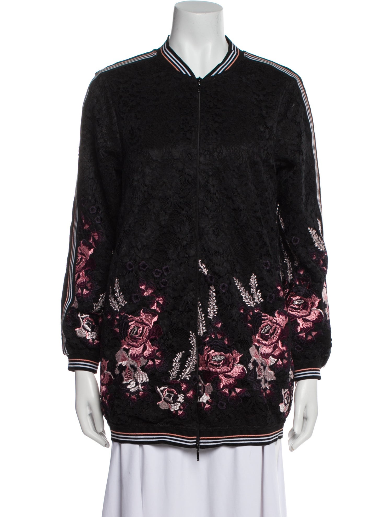 Anne Fontaine Floral Print Bomber Jacket