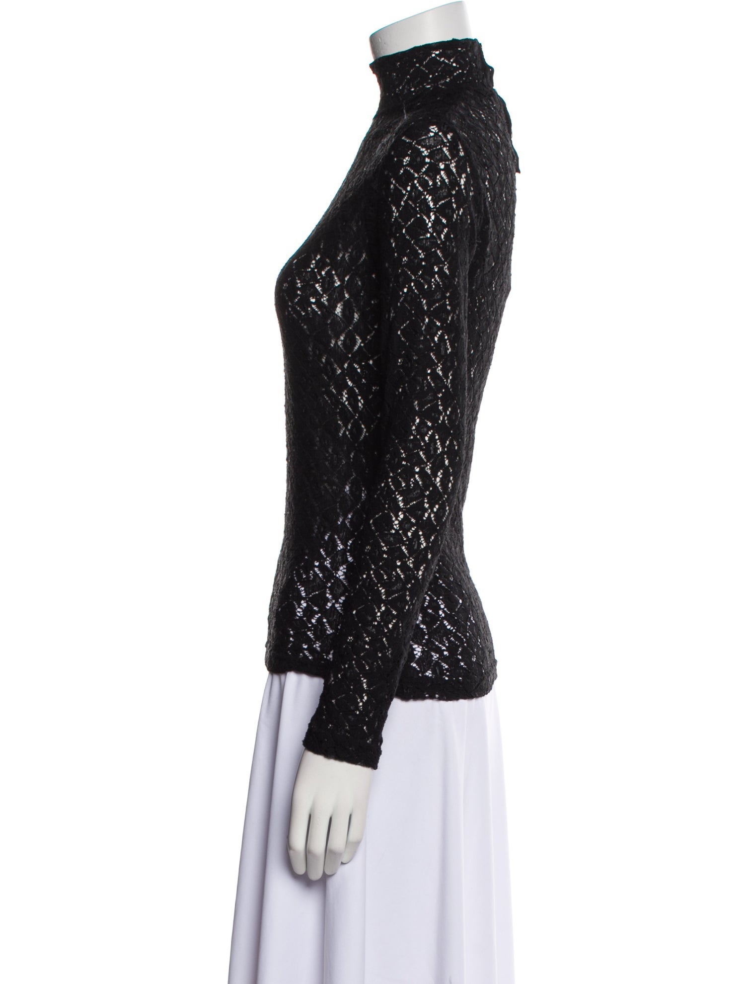 Anne Fontaine Lace Pattern Turtleneck Top