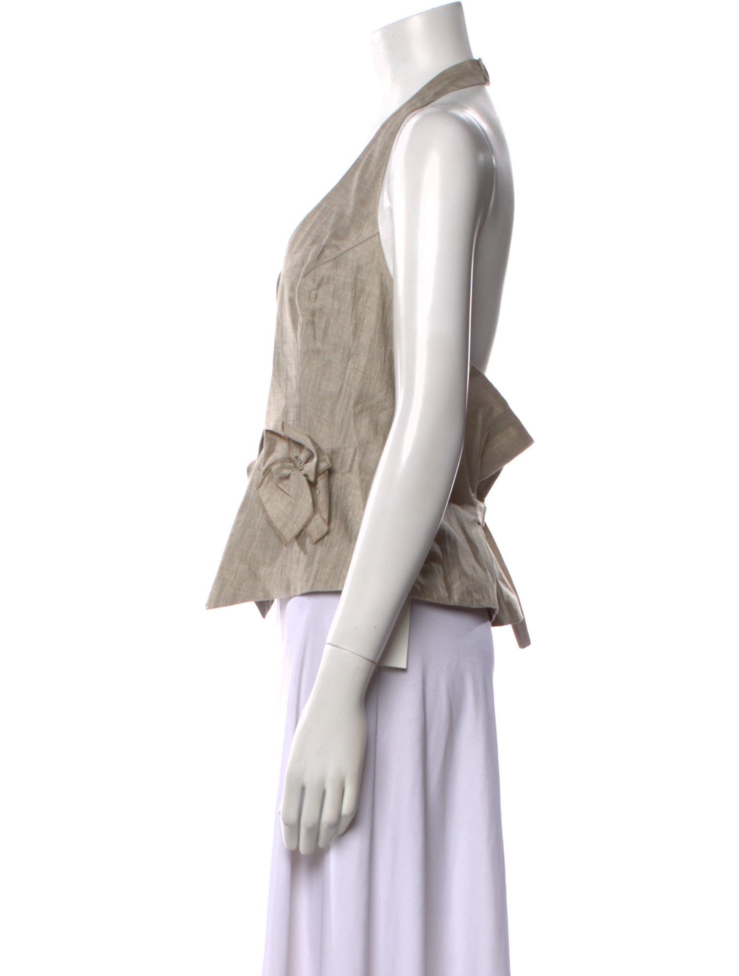 Anne Fontaine Linen V-Neck Crop Top