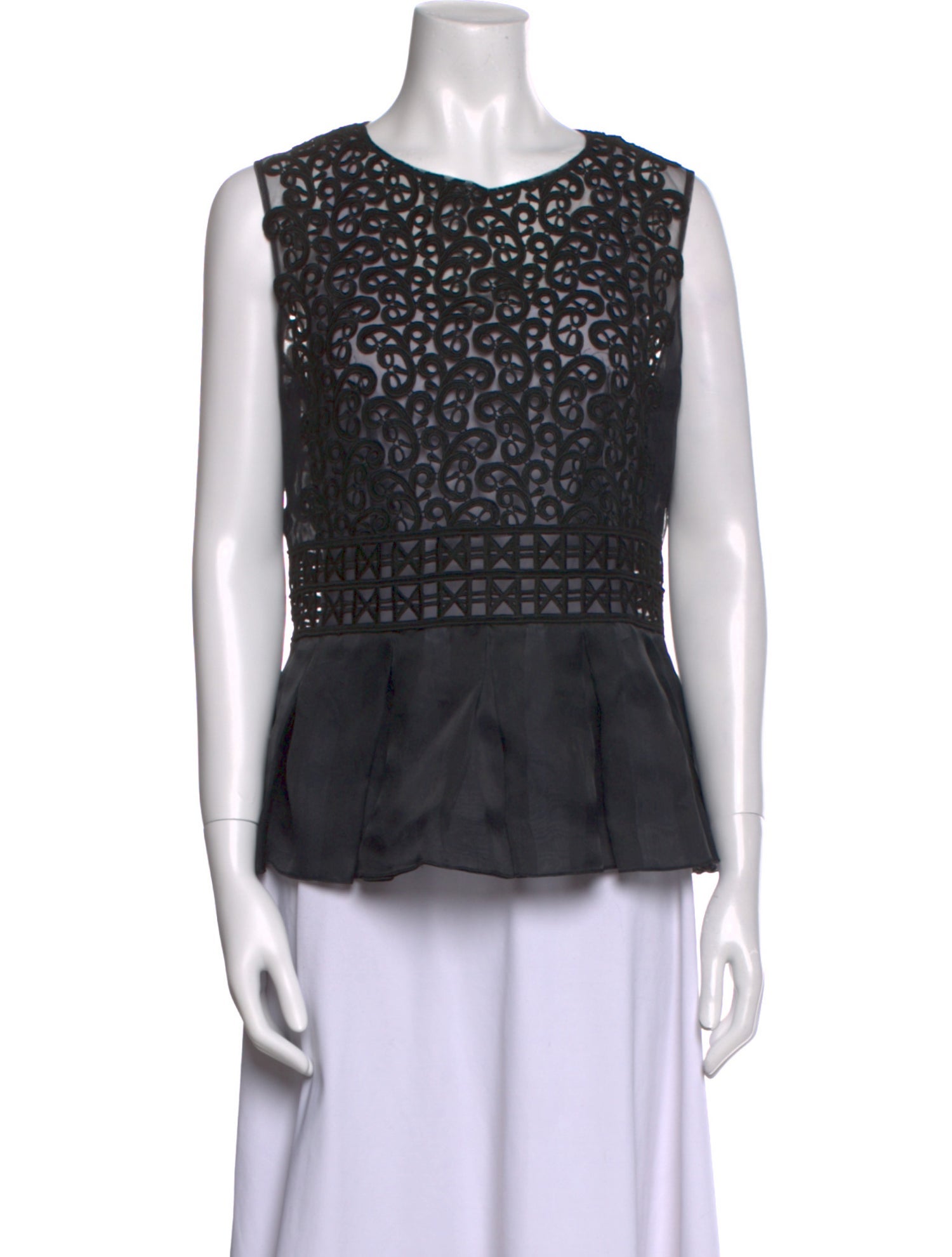 Anne Fontaine Lace Pattern Crew Neck Top